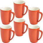 homEdge Porcelain Mug Set, 16 Ounces Cup for Tea, Latte, Mocha, Hot Chocolate, Set of 6, Orange by homEdge