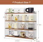 Mug Shelf 4-Tier Walnut Coffee Cup Displays,Kitchen Spice Storage - Image 3