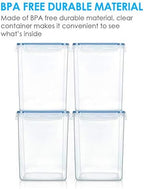 Vtopmart Large Food Storage Containers 5.2L / 175oz, 4 Pieces BPA Free Plastic Airtight Canisters for Flour, Sugar, Baking Supplies, Rice with Lids, 4 Measuring Cups and 24 Labels, Blue (Pack of 2) - Image 3