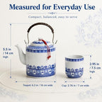Jingdezhen Blue and White Ceramic Tea Set, Traditional Chinese Porcelain Teaset with 1 Teapot, 6 Teacups, Ceramic Tray, Stainless Steel Infuser & Gift Box - Image 5