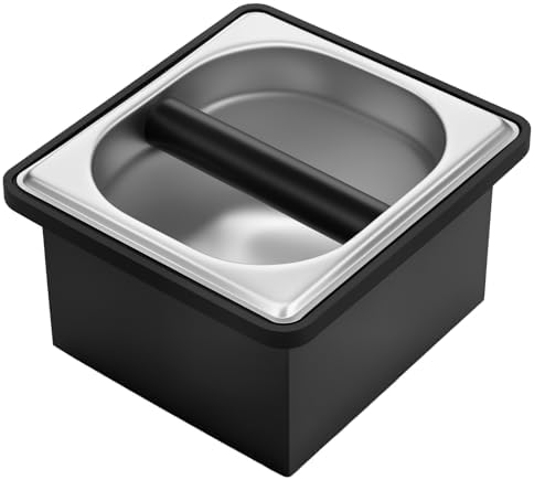 Stainless Steel Coffee Knock Box - Espresso Grounds Bin with Silicone Bar, Dishwasher Safe Espresso Knock Box for Home & Commercial Use (Small) by Unknown