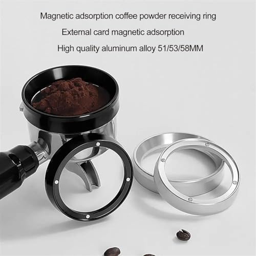 Coffee Powder Ring Aluminum Alloy Barista-Approved Espresso Tools Aluminum Dosing Funnel with 4 Magnets for Brewing Dosing Funnel 54mm(Silver58mm) - Image 2