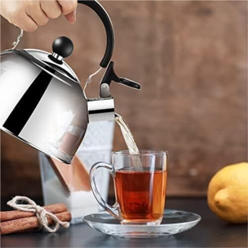 Tea Kettle Stovetop Tea Kettle Stainless Steel Stovetop Whistling Tea Kettles Mirror Polished Food Grade Stainless Steel Pour Over Kettle (Silver 3L) - Image 2