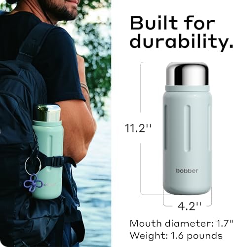 BOBBER 46 oz Stainless Steel Thermo Flask with Removable Tea Infuser & Cup – Keeps Hot 45 Hours, Cold 65 Hours – BPA-Free, Dishwasher Safe Water Bottle for Outdoor, Work, Home (Light Blue) - Image 6