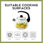 Enamel Kettle with Whistle 2.7 Qt (2.5 L) Stovetop Kettle with Ergonomic Handle, Enameled Steel Tea Pot for Stove Top, Vintage Kitchen Tea Kettle, Dishwasher and Induction Safe (Lemon) - Image 2