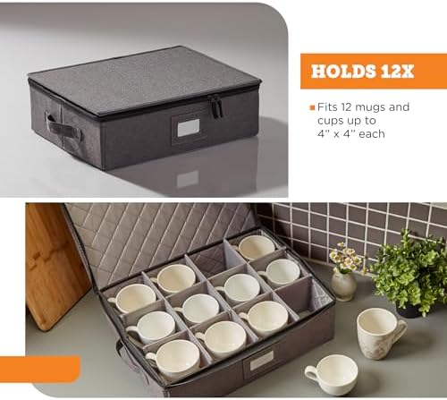 storageLAB Cup & Mug Storage Case | Hard Shell Felt Dividers | Gray - Image 3