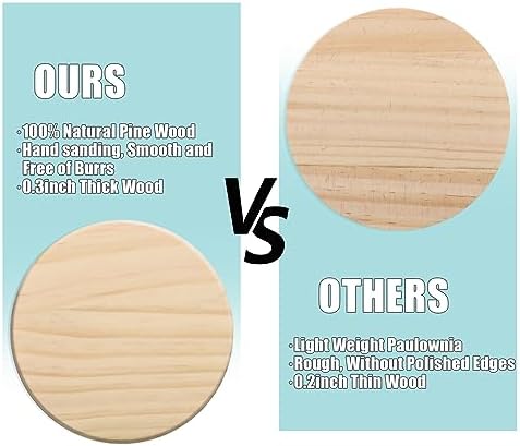 60 Pack 4 Inch Unfinished Round Wood Coasters with Non Slip Pad - Image 5