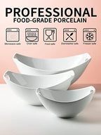 Gomakren Serving Bowls with Handles, Serving Dishes, Porcelain Salad Bowls & Ceramic Pour Over Coffee Dripper, Single-Hole Cone Brewer, White - Image 3