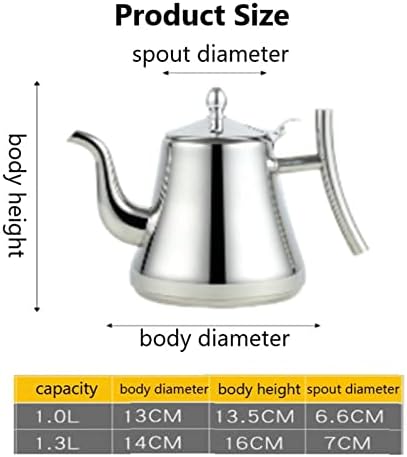 Kettle Water Tea Pot Stainless Steel Tea Infuser Filter Metal Coffee Pot Gas Stove Induction Cooker Tea Kettle Hotel Filter Milk Tea Pot (Color : Gold 1L) (Silver 1.5l) - Image 7