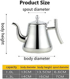 Kettle Water Tea Pot Stainless Steel Tea Infuser Filter Metal Coffee Pot Gas Stove Induction Cooker Tea Kettle Hotel Filter Milk Tea Pot (Color : Gold 1L) (Silver 1.5l) - Image 7