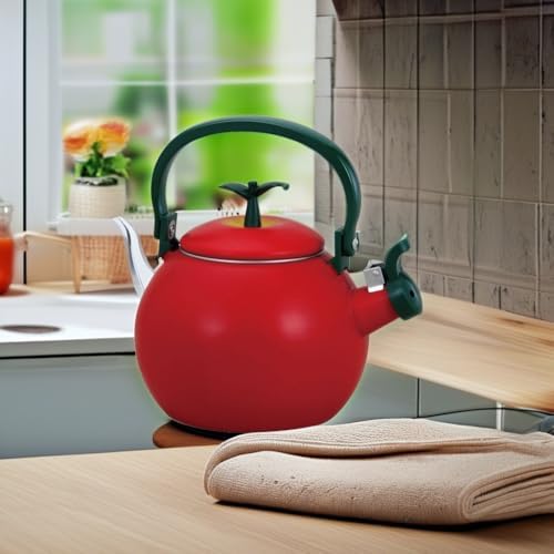 UPware Enamel on Steel Whistling Tea Kettle, Stovetop Teakettle (1.6 Quart, Apple) - Image 5