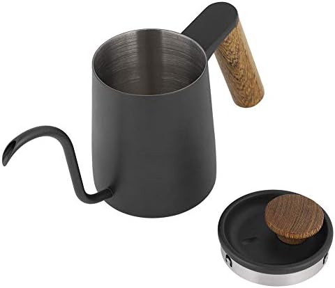 Pour over Coffee Kettle, Stainless Steel Coffee Pot Tea Kettles Hand Drip Coffee Pot Gooseneck Kettle with Wooden Handle for Home, 350ml (Black) - Image 7