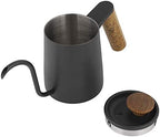 Pour over Coffee Kettle, Stainless Steel Coffee Pot Tea Kettles Hand Drip Coffee Pot Gooseneck Kettle with Wooden Handle for Home, 350ml (Black) - Image 7
