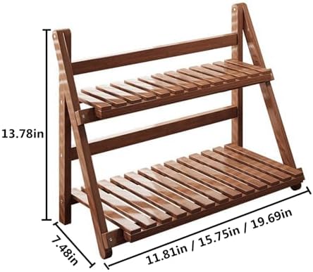 2-Tier Wooden Mug Holder Countertop, Coffee Station Organizer, Bamboo Counter Shelf for Tea Coffee Bar Accessories, Matcha Stand, Cup Display, Kitchen Condiment Storage Rack,Brown,15.75IN - Image 7