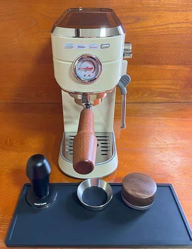 51mm Bottomless Portafilter Compatible with Delonghi Linea Classic EM450M CASABREWS Espresso Machine CM5418 3700Essential 3700Gense 3700Pro Espresso Portafilter Stainless Steel Handle Wood - Image 3