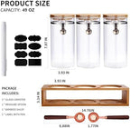 Glass Coffee Storage Container with Bamboo Shelf, 3PCS 49oz Airtight Sealed Coffee Bean Jar with Clamp Lid & Measuring Spoon, Kitchen Pantry Canister Set for Ground Coffee Sugar Tea Flour - Image 2
