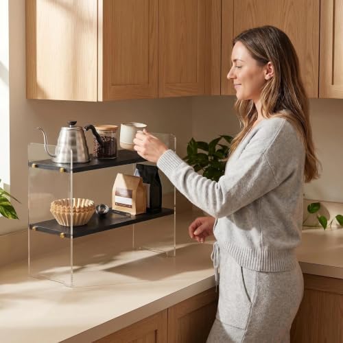 Coffee Station Organizer 2 Tier, Solid Wood Mug Shelffor Coffee Bar,Matcha Station,Tea Storage - Holds Mugs,Beans,Syrup,Cups,Tirrers - Image 4