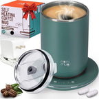 Self Stirring Coffee Mug - 10 Oz No Batteries Smart Dual Function 3 Temperature Levels Control to Stir & Heat Beverages - Powerful 12V Electric Cup in a Gift Box (Green) by Unknown