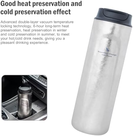 iBasingo 450ml Titanium French Press Coffee Flask Double-Walled Insulated Vacuum Cup Portable Water Bottle Outdoor Traveling Car Mug with Lid Ti3255D - Image 3