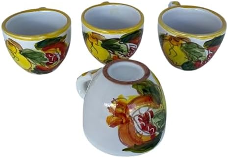 Hand Painted Italian Ceramic Espresso Cups Set of 4, 2 oz Lemon & Pomegranate Demitasse Cups, Made in Italy, Lead-Free, Dishwasher & Microwave Safe - Image 4