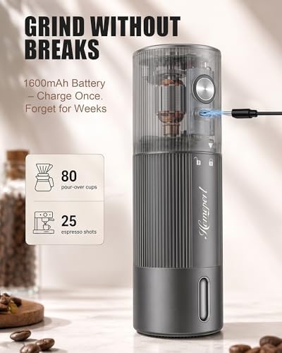 Upgraded Faster Electric Coffee Grinder, Stainless Steel Burrs, Gray - Image 3