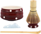 Matcha Tea Making Tool Set Elegant Matcha Whisk Set with Bowl Whisk Holder Scoop and Scoop Holder for Tea Lovers Present(dark red,5 pieces) - Image 2
