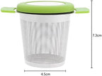 Tea Filters Stainless Steel Reusable Tea Infuser Basket Fine Mesh Strainer With Handles Lid and Coffee Filters for Loose Leaf(Green) - Image 4