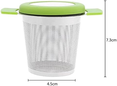 Tea Filters Stainless Steel Reusable Tea Infuser Basket Fine Mesh Strainer With Handles Lid and Coffee Filters for Loose Leaf(Green) - Image 4