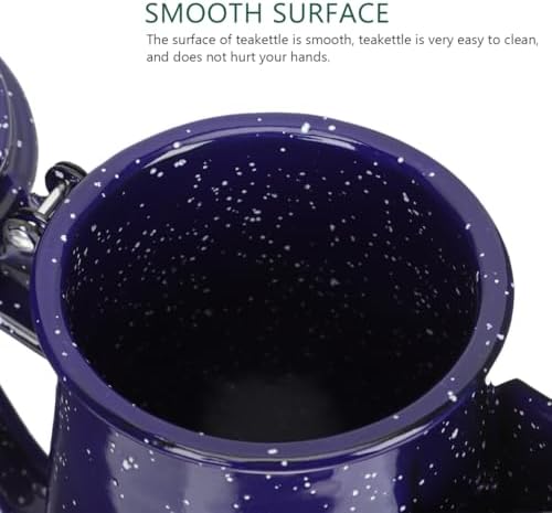 MAGICLULU Enamel Tea Kettle, Water Heating Coffee Pot with Anti-Scalding Handle and Thin Spout, for Home Dorm Office Restaurant Campfire Use, Blue, 0. 8L, 19 x 17 x 11. 5 cm - Image 4