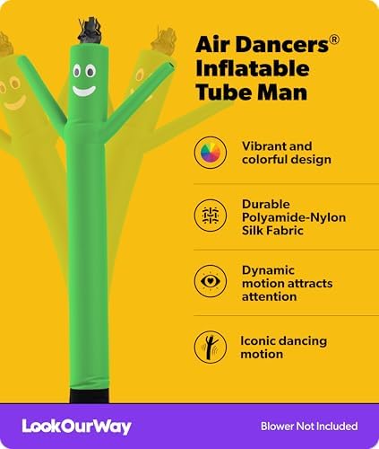 LookOurWay Air Dancers Inflatable Tube Man Attachment - 10 Feet Tall Wacky Waving Inflatable Dancing Tube Guy for Business Promotion - Blower Not Included - Green - Image 2