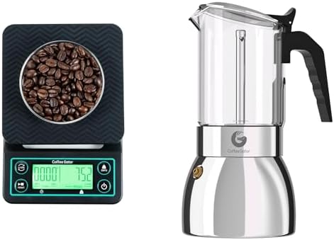 Coffee Gator 9 Cup Moka Pot and Coffee Scale 0.1 Precision with Timer by CoffeeGator