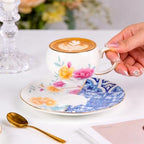 KAMMAK Tea Cups and Saucers Set of 2, Fine Bone China Coffee Cups, GH015 - Image 3