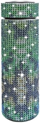 17 oz Bling Stainless Steel Water Bottle Rhinestone Vacuum Water Bottle Glitter Bottles Diamond Vacuum Flask Mug Gift Girls Women (500ml), Green Mang Pattern by Unknown