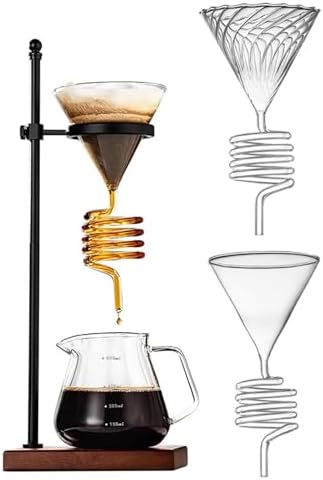 Pour Over Coffee Dripper Set with Glass Cone, Metal Stand, and Wood Base, Reusable Filter for Home, Office, and Outdoor Brewing - Durable and Stylish - Image 6