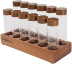 Fydun Clear Glass Coffee Bean Storage Jar, Tubes with Walnut Wood Stand Lid Coffee Bean Storage Tube Cellars Single Dose Container for Kitchen Row 6 Holes Jars & Canisters One of (#12) - Image 2