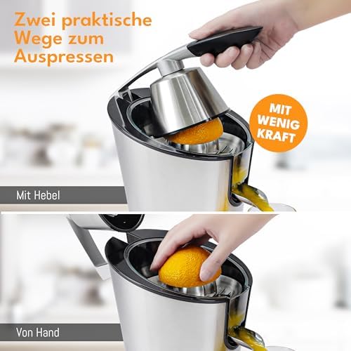 LEBENLANG Electric citrus juicer with high juice yield | Orange juicer squeezer 200W + 2 cones I Exprimidor de limones electrico Small juicers machine mini for citrus lemon Esprimidoras naranjas jugo - Image 5