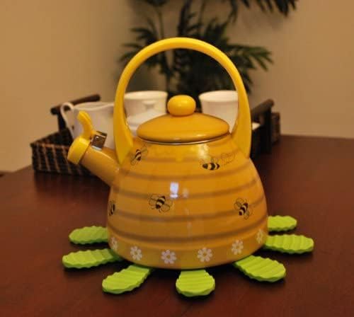 Whistling Tea Kettle for Stove Top Enamel on Steel Teakettle, Supreme Housewares Bee Hive Design Teapot Water Kettle Cute Kitchen Accessories Teteras (2.4 Quart, Bee Hive) - Image 4