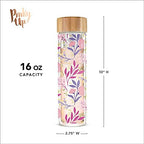 Pinky Up Blair Travel Tea Infuser Mug, Double Walled Insulated Travel Tumbler with Loose Leaf Tea Strainer, Travel Coffee Mug, Keeps Drinks Hot or Cold, 16 oz, Botanical Design - Image 3