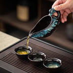 Chinese Gongfu Tea Set - Ceramic Teapot with Infuser, 8 Cups, Semi Automatic Dragon Design for Loose Leaf Tea - Image 6