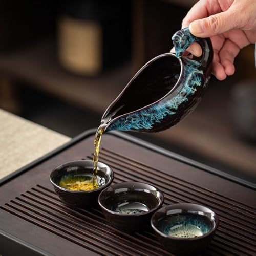 Chinese Gongfu Tea Set - Ceramic Teapot with Infuser, 8 Cups, Semi Automatic Dragon Design for Loose Leaf Tea - Image 6