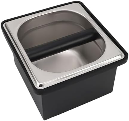 Coffee Grounds Bucket, Square Coffee Knock Box, Detachable Coffee Grounds Waste Bin, Durale Coffee Grounds Container, Stainless Steel Coffee Dump Bin for Coffee Shop by TITA-DONG