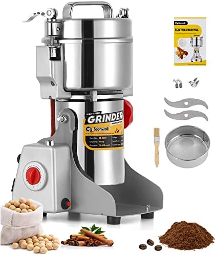 CGOLDENWALL 800g Electric Grain Grinder Mill Safety Upgraded 2400W High-speed Spice Herb Grinder Commercial Superfine Machine Dry Cereals Pulverizer CE 110V (800g Swing Type) by CGOLDENWALL
