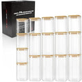 LIBWYS 16-Pack Square Glass Storage Jars with Bamboo Lids (0.6Qt/1.06Qt) by LIBWYS