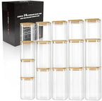 LIBWYS 16-Pack Square Glass Storage Jars with Bamboo Lids (0.6Qt/1.06Qt) by LIBWYS