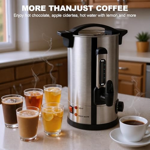 100 Cup Commercial Coffee Maker, 1500W Fast Brewing Hot Water Urn, 304 Stainless Steel Coffee Dispenser with Reusable Filter, Large Coffee Percolator for Catering, Church, Parties & Office - Image 4
