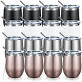 COMOOO Stainless Steel Wine Tumbler with Lid and Straw 12oz Double Wall Vacuum Insulated Travel Tumbler Cup for Coffee, Wine, Cocktails, Champagne (Black White Silver and Rose Gold, 16 Pack) by COMOOO