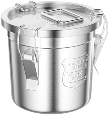 304 Stainless Steel Airtight Canister for Kitchen, 1.59Gal Canisters Container with Lids and Sturdy Locking Clamp,Bucket Food Storage Containers Airtight for Flour Coffee Bean Tea (6L) by Beaccoss