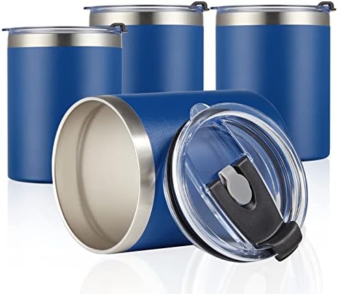 MEWAY 12 oz Lowball, Tumbler Stainless Steel Double Wall Vacuum Insulated Mug with Straw and Lid, Cleaning Brush ，Durable Powder Coated Insulated Coffee Cup for Cold & Hot Drinks (Navy, 12 pack) - Image 4