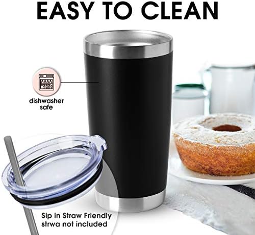 HASLE OUTFITTERS 20oz Tumblers Bulk Stainless Steel Cup with Lid Double Wall Vacuum Insulated Coffee Mug for Cold & Hot Drinks 8 Pack, Black - Image 3