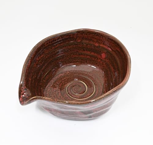 Urban Tokyo Meisen Pottery Handmade Ceramic Matcha Bowl with Pouring Spout, Japanese Minoyaki Pottery, Tea Ceremony Whisking, 18oz, Made in Japan (Yuzu Aka (Nature Red)) - Image 2